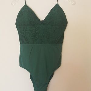 Rare London forest green lace body suit